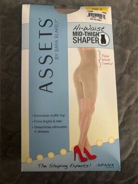 ASSETS by Sara Blakely Hi-Waist Mid-Thigh Shaper in Beige